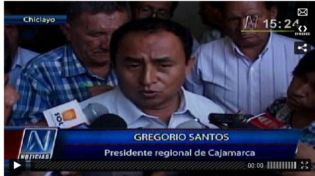 Gregorio Santos no acataría un eventual impedimento de salida del país