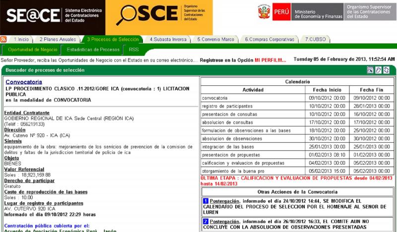 GORE ICA desiste y posterga buena pro de las cámaras