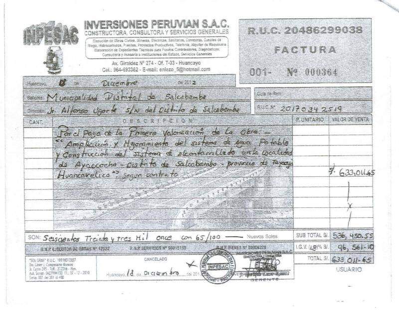 Salcabamba: Alcalde involucrado en pagos irregulares