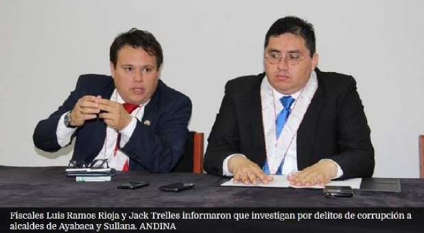 Investigan a alcaldes de Sullana y Ayabaca por delitos de corrupción