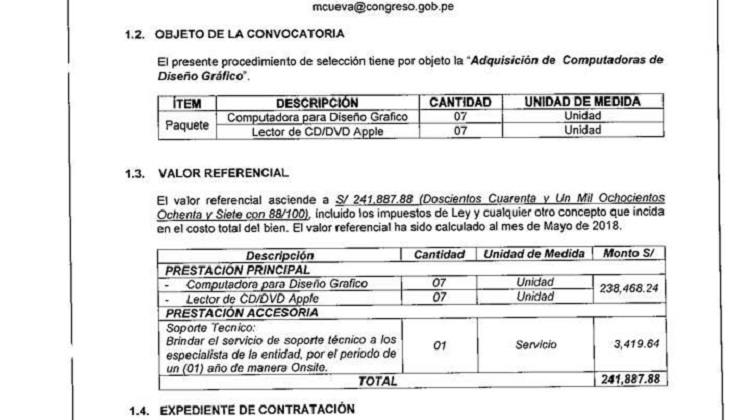 S/ 34 mil por computadora planea pagar el Congreso