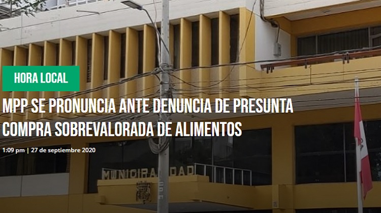 MPP se pronuncia ante denuncia de presunta compra sobrevalorada de alimentos