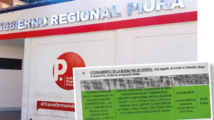 Piura: Gobierno Regional otorga buena pro a empresa ligada al ‘Club de la Reconstrucción’