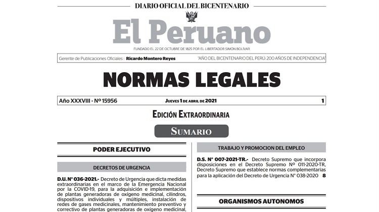 Gobierno destina S/ 67.9 millones para compra de plantas de oxígeno y equipos médicos