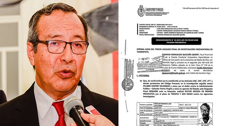 Fiscalía pide 36 meses de prisión preventiva contra gobernador de Madre de Dios