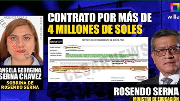 Sobrina de ministro Rosendo Serna ganó cinco millones de soles de PetroPerú