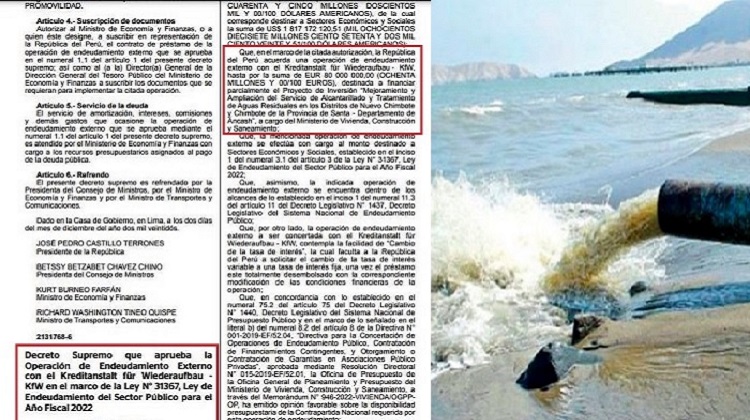 PTAR II Chimbote: Gobierno publica decreto supremo que aprueba endeudamiento para su ejecución
