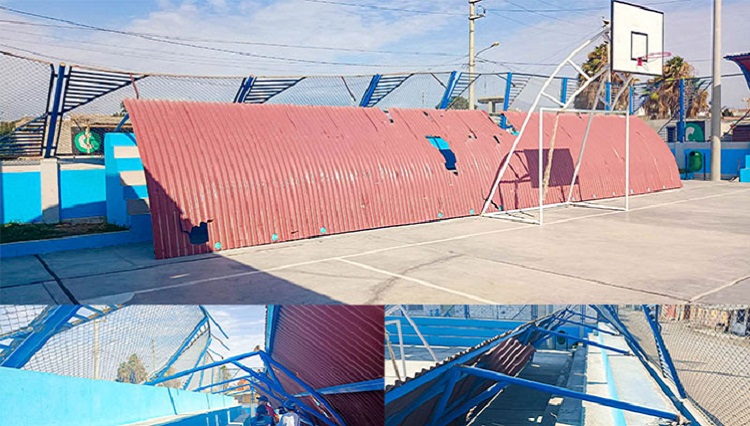 Casma: se cae parte del techo de minicomplejo deportivo inaugurado hace 4 meses