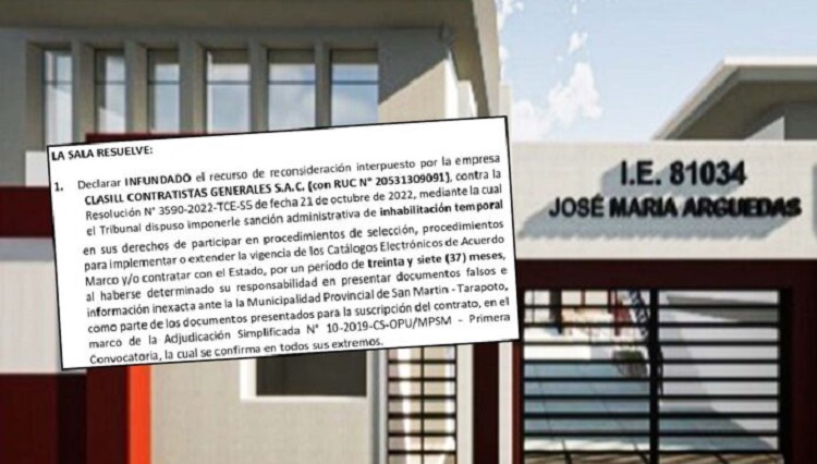 Empresa que construye colegio en Tayabamba está inhabilitada para contratar con el Estado hasta el 2025