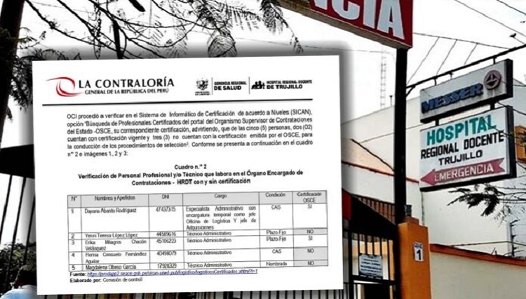 Personal encargado de las contrataciones en el HRDT no cuentan con certificación del OSCE