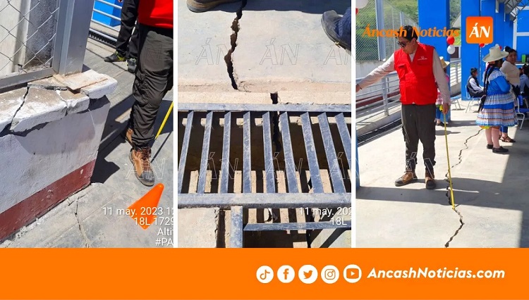 Áncash: colegio de Pamparomás empieza a hundirse por mala construcción