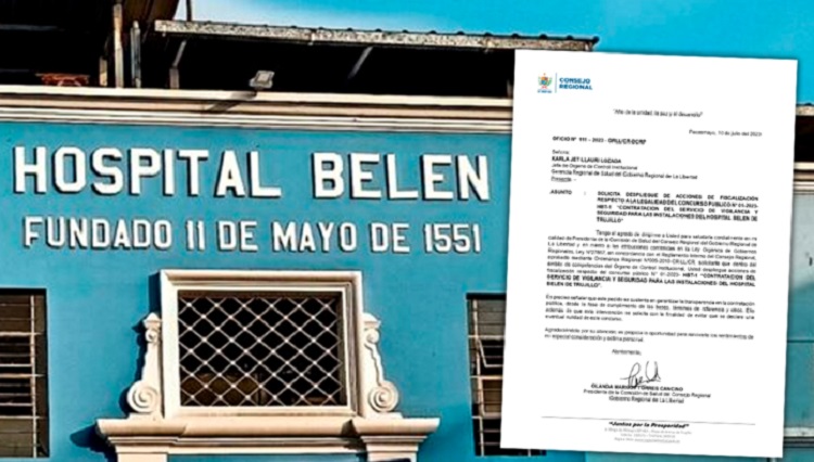 Formalizan pedido de intervención de la OCI en proceso de contratación de vigilancia del Hospital Belén