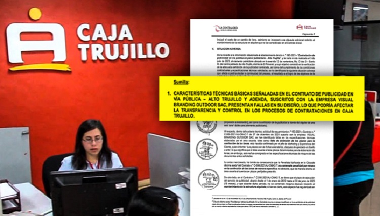 Detectan irregularidades en contratación de publicidad entre Branding Outdoor y Caja Trujillo