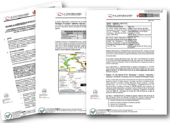 Contraloría observa a Provias por incumplir compromisos en mantenimiento de vía Huacrachuco – Uchiza