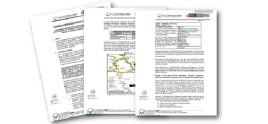 Contraloría observa a Provias por incumplir compromisos en mantenimiento de vía Huacrachuco – Uchiza