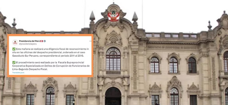 Fiscalía vuelve a Palacio de Gobierno para realizar diligencias en oficinas del despacho presidencial por caso Gaseoducto