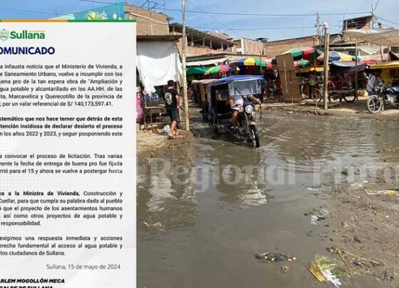 Alcalde de Sullana, denuncia incumplimiento en plazos para otorgar buena pro de proyectos de saneamiento