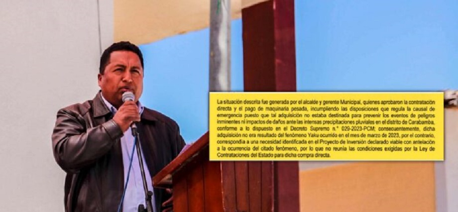 Alcalde Percy Blas usó la figura de emergencia para comprar maquinaria pesada sin licitación