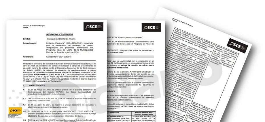 Osce corrige a municipalidad de Amarilis sobre licitación del PVL