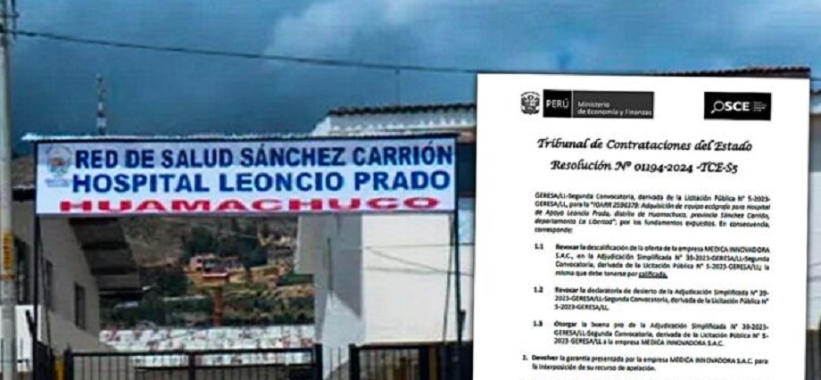 Tribunal de OSCE corrige licitación en Hospital de Huamachuco y adjudica compra de ecógrafo a empresa Médica Innovadora