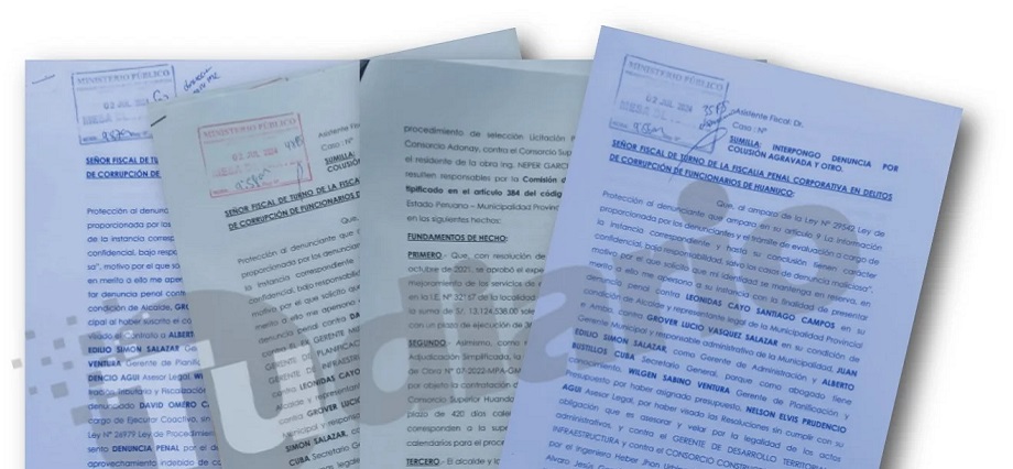 Plantean cuatro denuncias ante la Fiscalía Anticorrupción contra el alcalde de Ambo