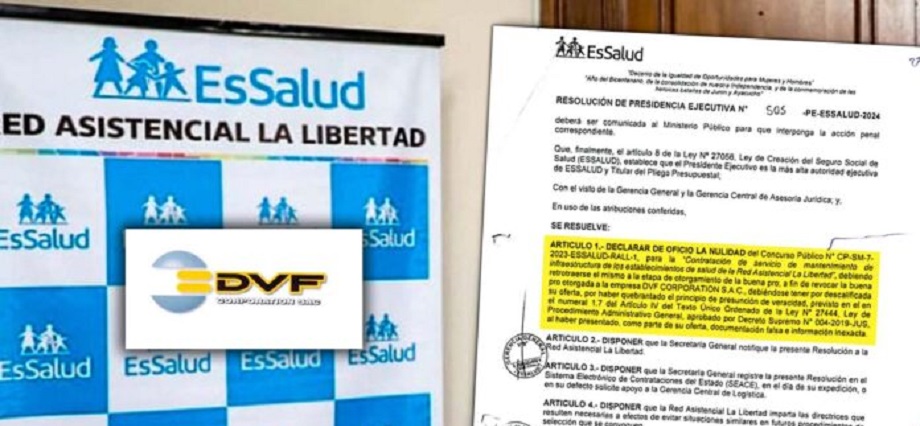 Empresa DVF Corporation pierde buena pro en EsSalud La Libertad por presentar documentos falsos