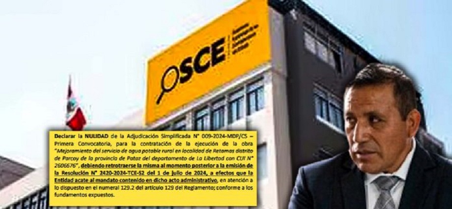 Municipalidad de Parcoy insiste en beneficiar a Consorcio Sierra Sur pese a dos nulidades del TCE