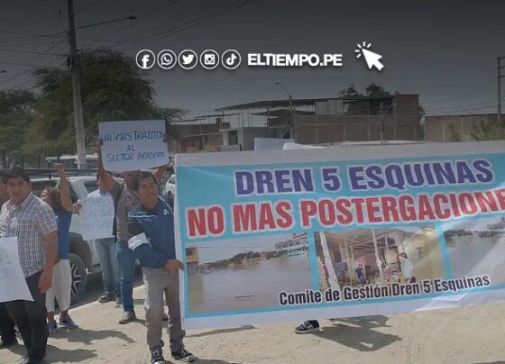 Piura: Vecinos protestan por construcción de dren en cuenca ciega de cinco esquinas