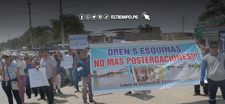 Piura: Vecinos protestan por construcción de dren en cuenca ciega de cinco esquinas