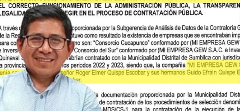Huancavelica: Empresa de alcalde de Castrovirreyna contrató con municipio de Sumbilca por S/ 1 millón