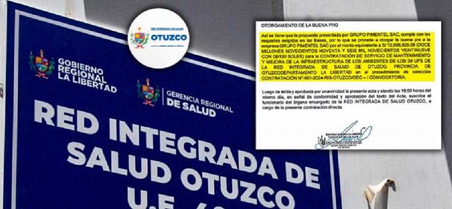 RIS Otuzco adjudica “a dedo” obra de 39 UPS a Grupo Pimentel SAC