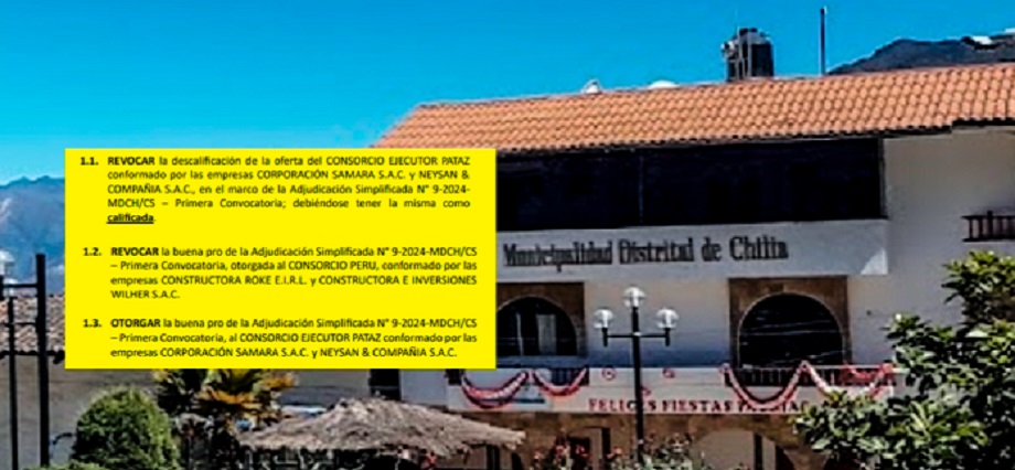 Tribunal del OSCE corrige licitación en municipio de Chillia y adjudica buena pro a Consorcio Ejecutor Pataz