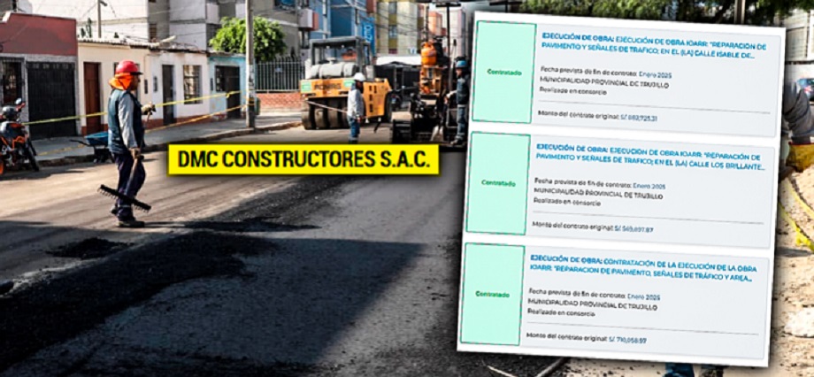 DMC Constructores está haciendo pistas en 3 zonas de Trujillo y solo contrató con la MPT