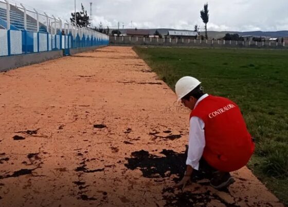Pista atlética del estadio de Junín, culminada en 2023, se desmorona y es inservible, afirma Contraloría