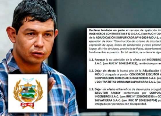TCE revoca buena pro otorgada por Municipalidad de Urpay a Consorcio Ejecutor Arseey