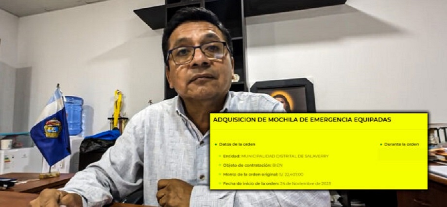 Alcalde de Salaverry se pronuncia por compra de mochilas de emergencia a S/746 cada una