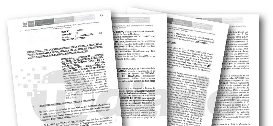 Amplían denuncia contra nueve funcionarios de la DRTC por caso de la compra de maquinarias