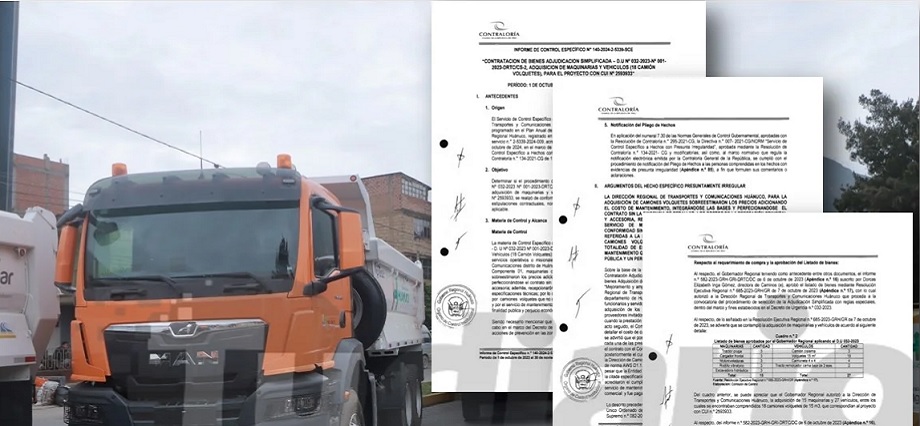 Órgano de control ratifica presuntas irregularidades en compra de volquetes en Transportes