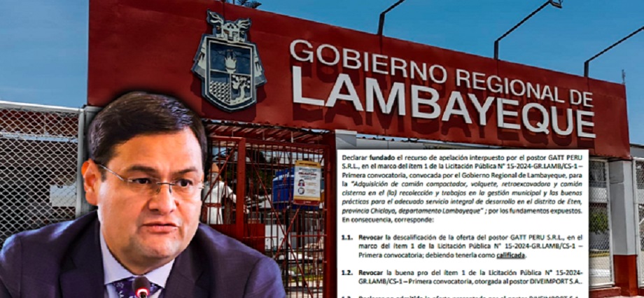 TCE corrige licitación en GORE Lambayeque y adjudica buena pro a GATT Perú S.R.L