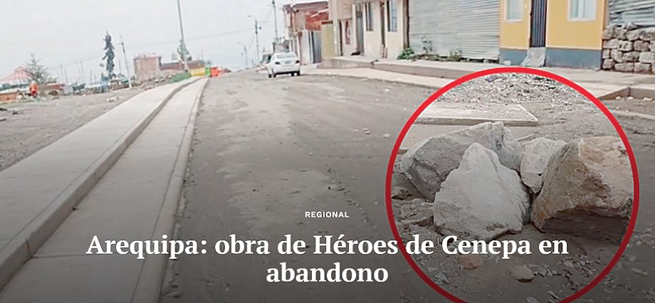 Arequipa: obra de Héroes de Cenepa en abandono