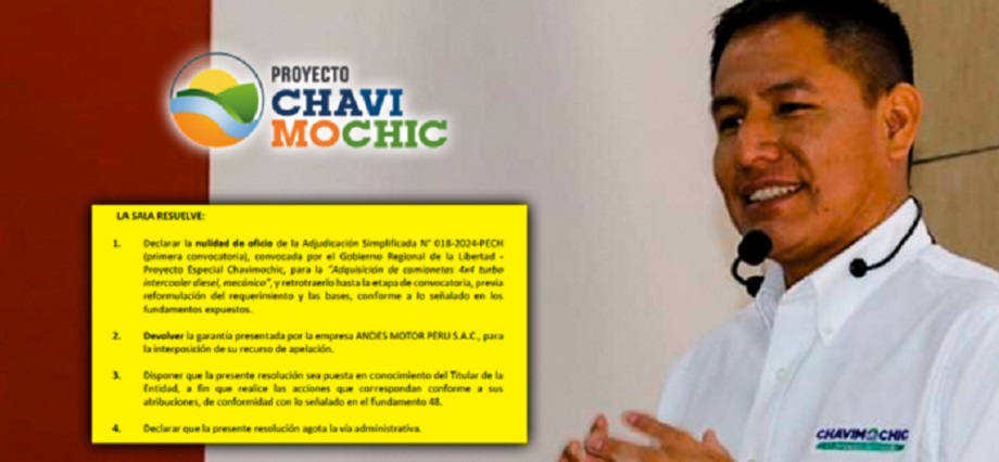 TCE interviene Chavimochic y anula licitación adjudicada a empresa Interamericana Trujillo S.A.