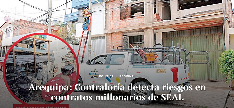 Arequipa: Contraloría detecta riesgos en contratos millonarios de SEAL