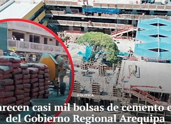 Desaparecen casi mil bolsas de cemento en obra del Gobierno Regional Arequipa