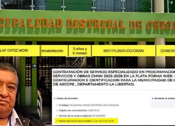 Alcalde de Chicama miente al señalar que contratación de proveedor fue antes de su inhabilitación