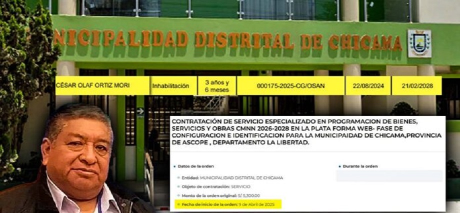 Alcalde de Chicama miente al señalar que contratación de proveedor fue antes de su inhabilitación