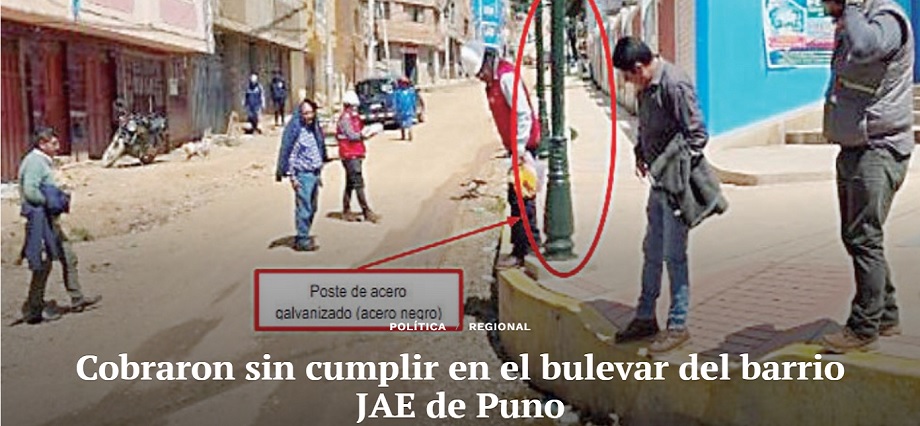 Cobraron sin cumplir en el bulevar del barrio JAE de Puno