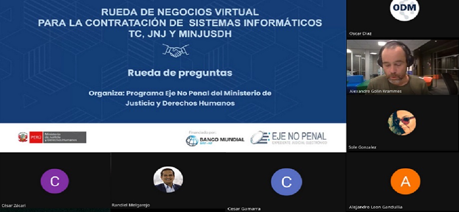 Exitosa convocatoria en rueda de negocios virtual organizada por el Programa Eje No Penal del MINJUSDH