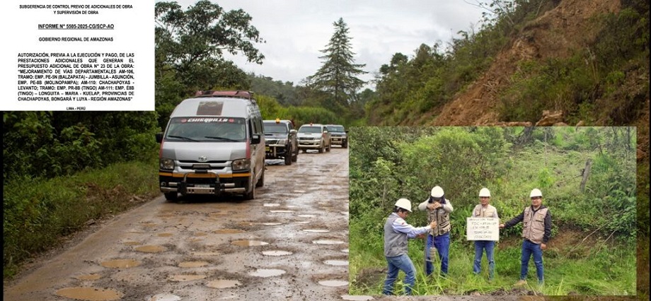 Contraloría advierte pagos irregulares en obra vial de Amazonas, mientras autoridades guardan silencio