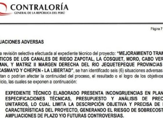 Detectan Más de S/819,000 en Exceso en Expediente para Mejoramiento de Canales en Chepén y Pacasmayo