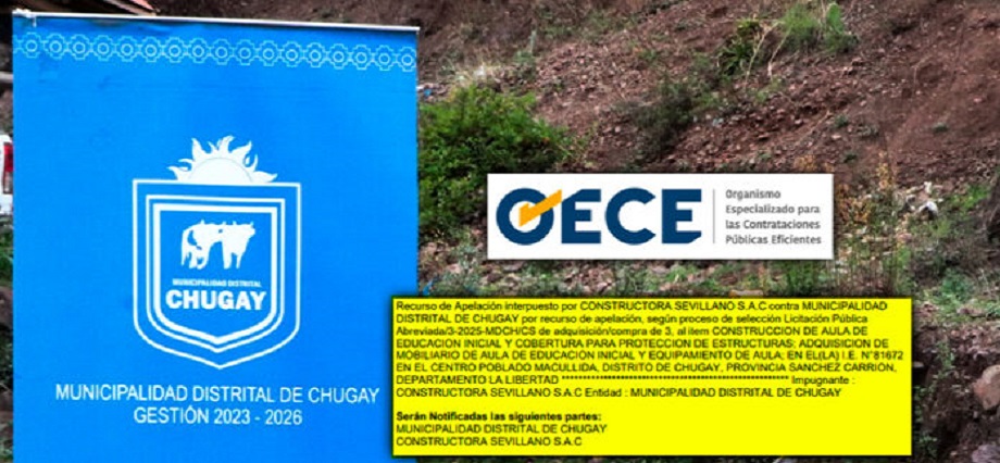 Cuestionada licitación de más de S/ 280 mil en municipio de Chugay será revisada por el OECE